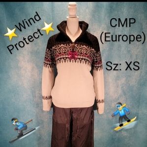 "CMP Sports" Ski Sweater in Black/White/Pink w/ Wind Prote…